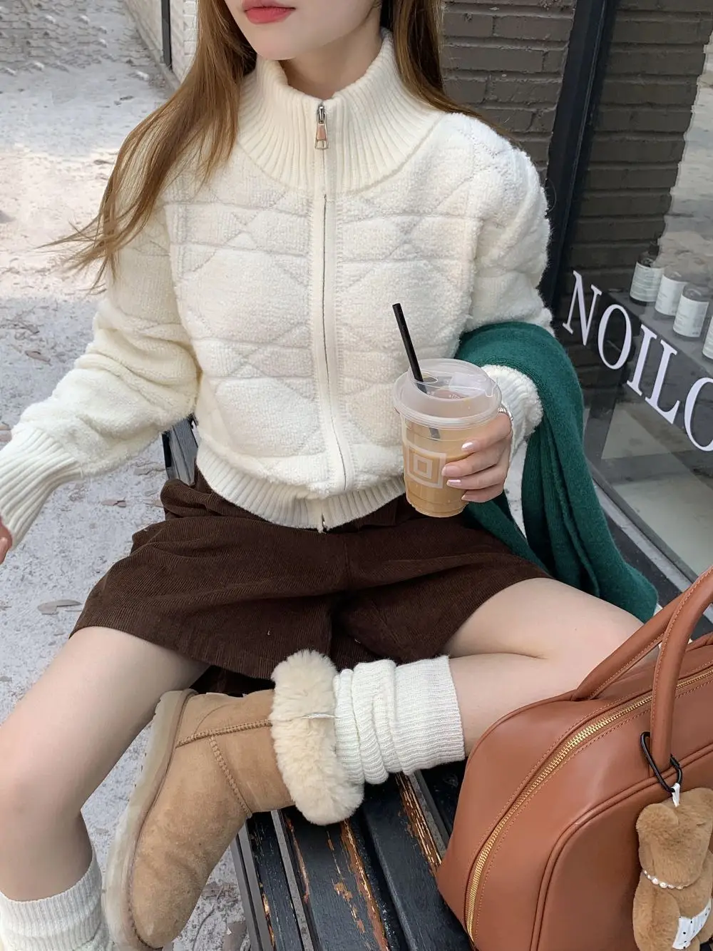 Gaganight женский короткий свободный свитер с воротником-стойкой длинным рукавом