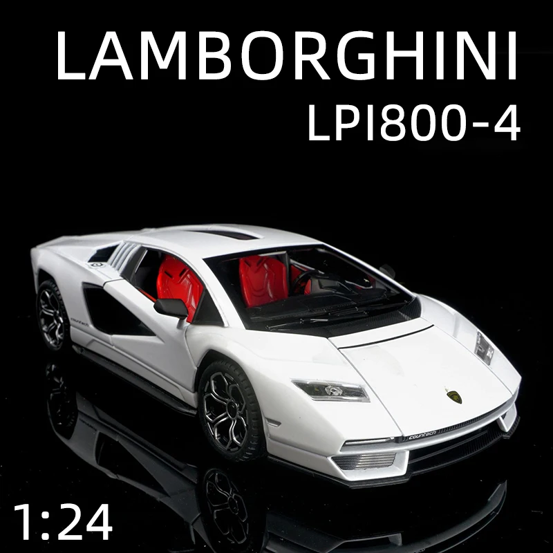 Купить Масштаб 1/24, детские игрушки, спортивный автомобиль Lamborghini, модель автомобиля из сплава, Миниатюрные модели игрушечных автомобилей со звуком...