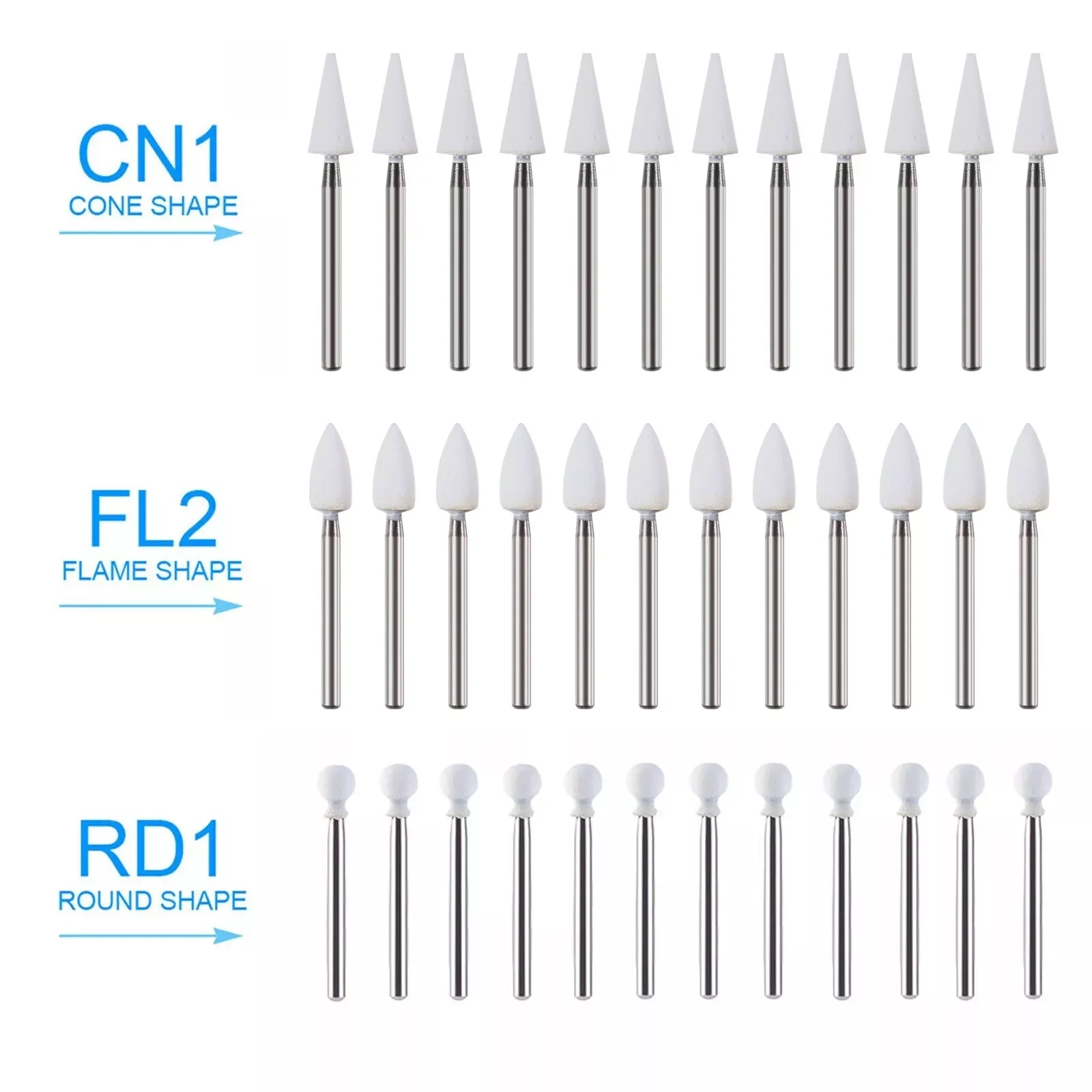 3 типа стоматологический белый камень фарфоровая смола наконечник полировальный