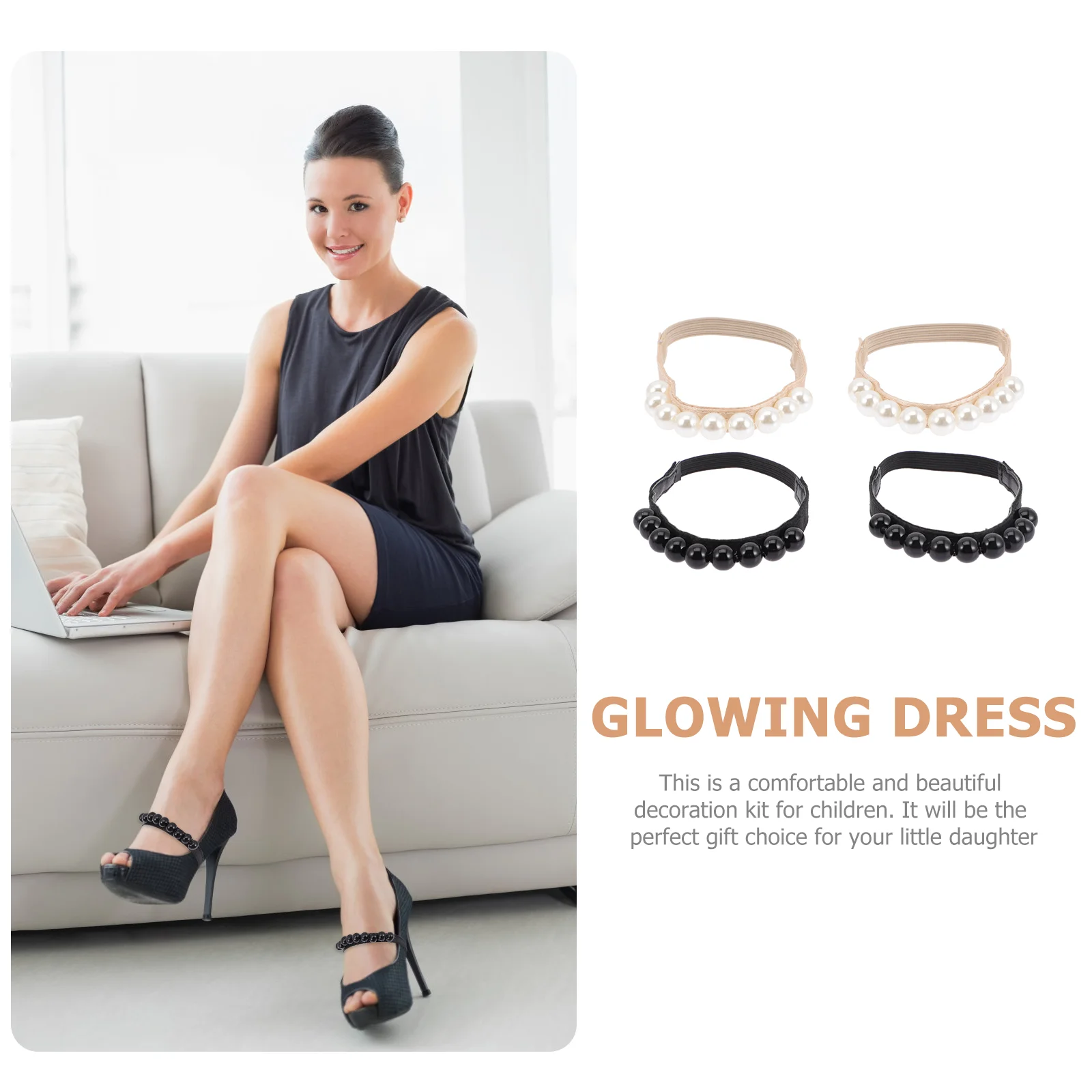 2 Pairs Stretch Laces High Heeled Shoe Bungee Detachable Shoelace Strap Heels Elastic Straps Pearl Pumps Band Anti Drop