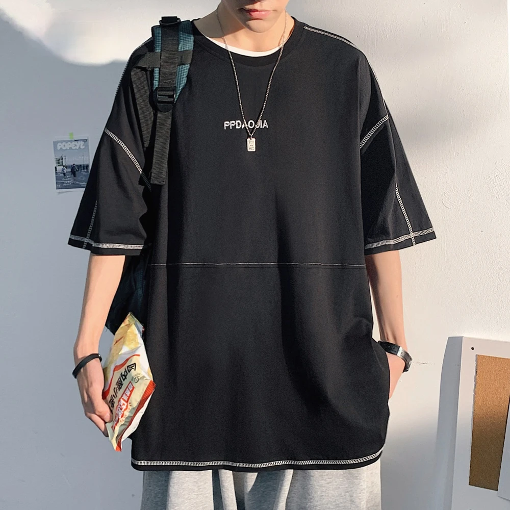 

Summer Korean Loose Oversized T Shirt Men Clothing Hip Hop Couple Clothes Plus Size Streetwear Male Harajuku Tops