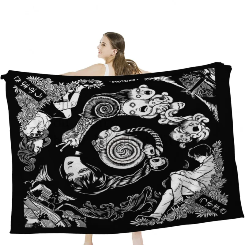 

Spiral Into Horror - Uzumaki Throw Blankets Soft Velvet Blanket Travel Bedding Blanket