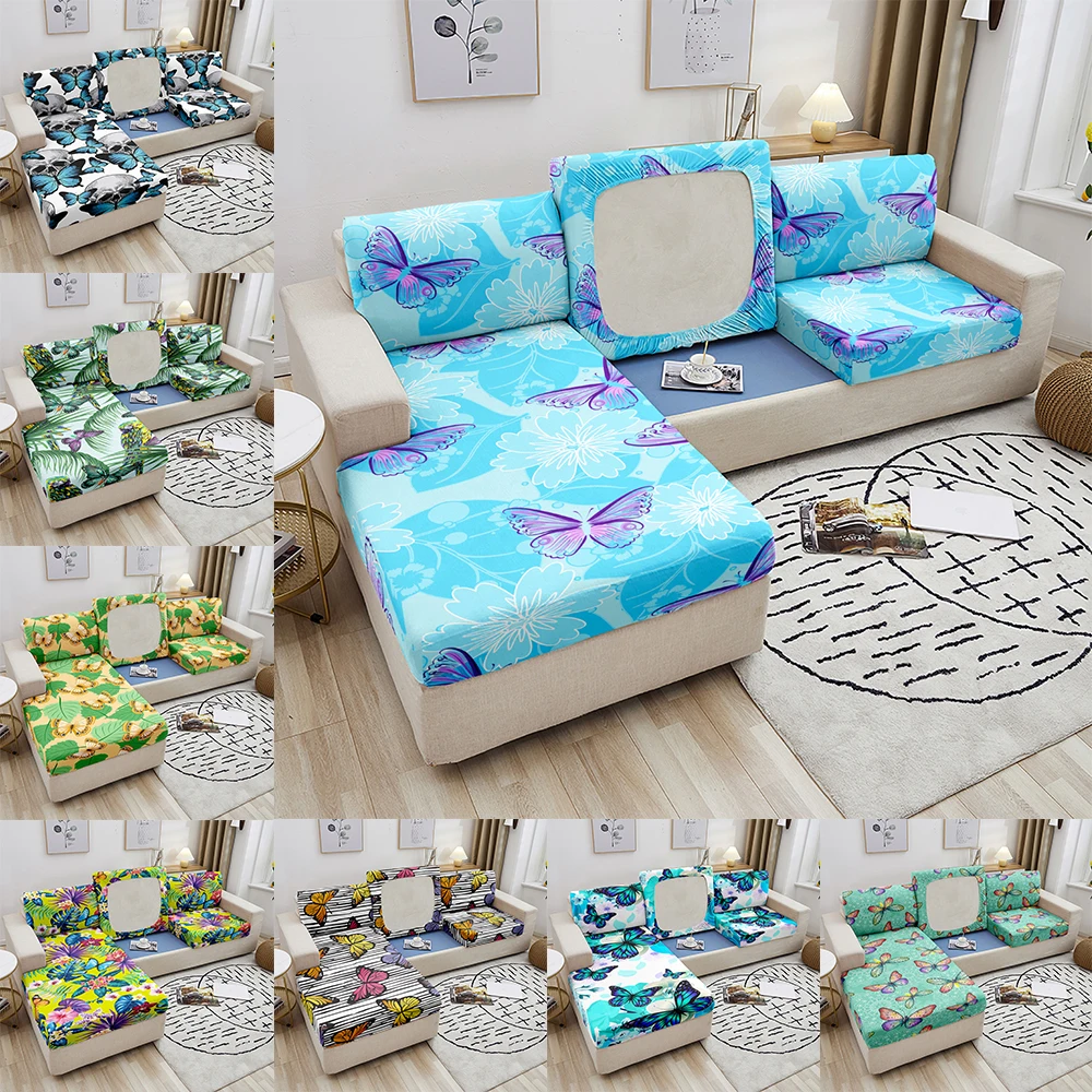 

Beautiful Butterfly Sofa Seat Cushion Cover For Living Room Modular Sofa Elastic Couch Cover Removable Slipcover 1/2/3/4 Seater