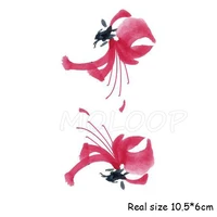 tattoo sticker temporary ink red spider snake lily chinese style small flower waterproof fake tatto flash tatoo for woman girl