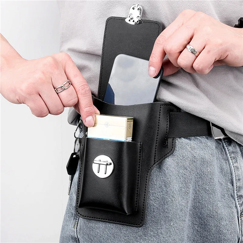 Multifunctional PU Leather Pack Phone Belt Bag Retro Men Bag Cell Phone Loop Holster Phone Pouch Wallet High Quality Phone Case