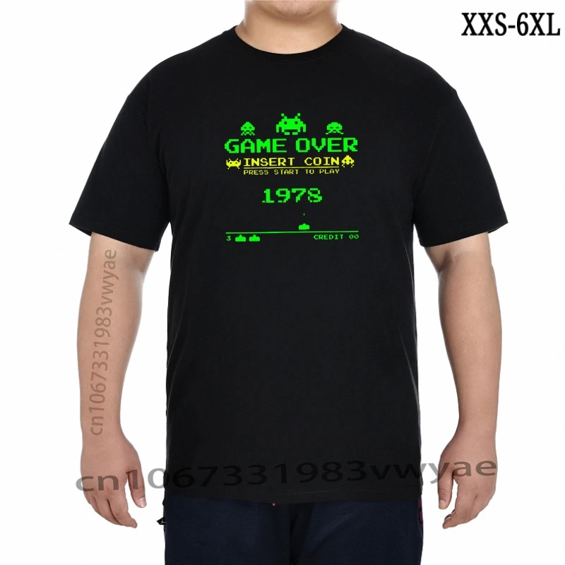 

Men TShirt Space Invaders Inspired Retro Gaming Game Over Insert Coin XXS-6XL