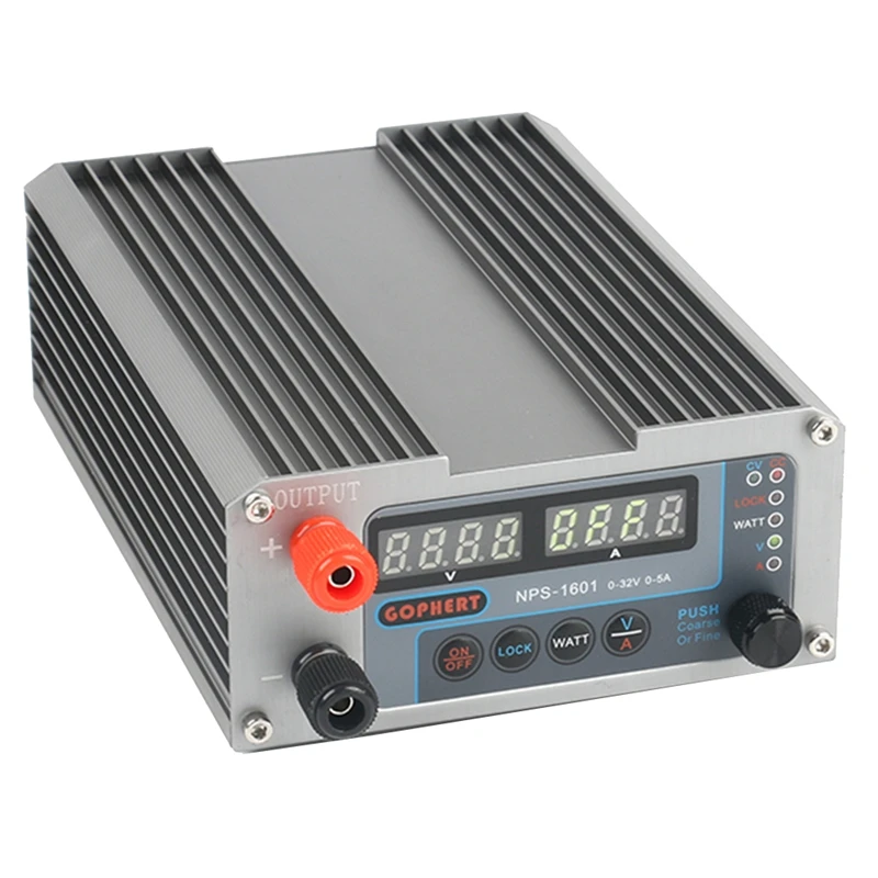 

GOPHERT NPS-1601 Laboratory DIY Adjustable Digital Mini Switch DC Power Supply WATT With Lock Function 32V 5A