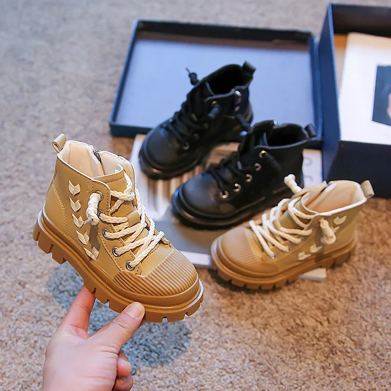 

Child Fashion Ankle Boots 2022 Autumn New Korean Style Girls Unique Soft Casual Solid Color Non-slip Simple Cute Breathable Boot