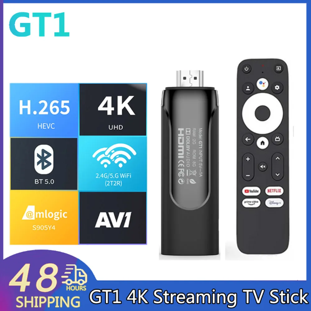 

GT1 4K HD потоковая Android-флешка Amlogic S905Y4 2,4G & 5G Двойной Wi-Fi медиаплеер Bluetooth5.0 Android11.0 приставка для смарт-ТВ, ТВ-флешка