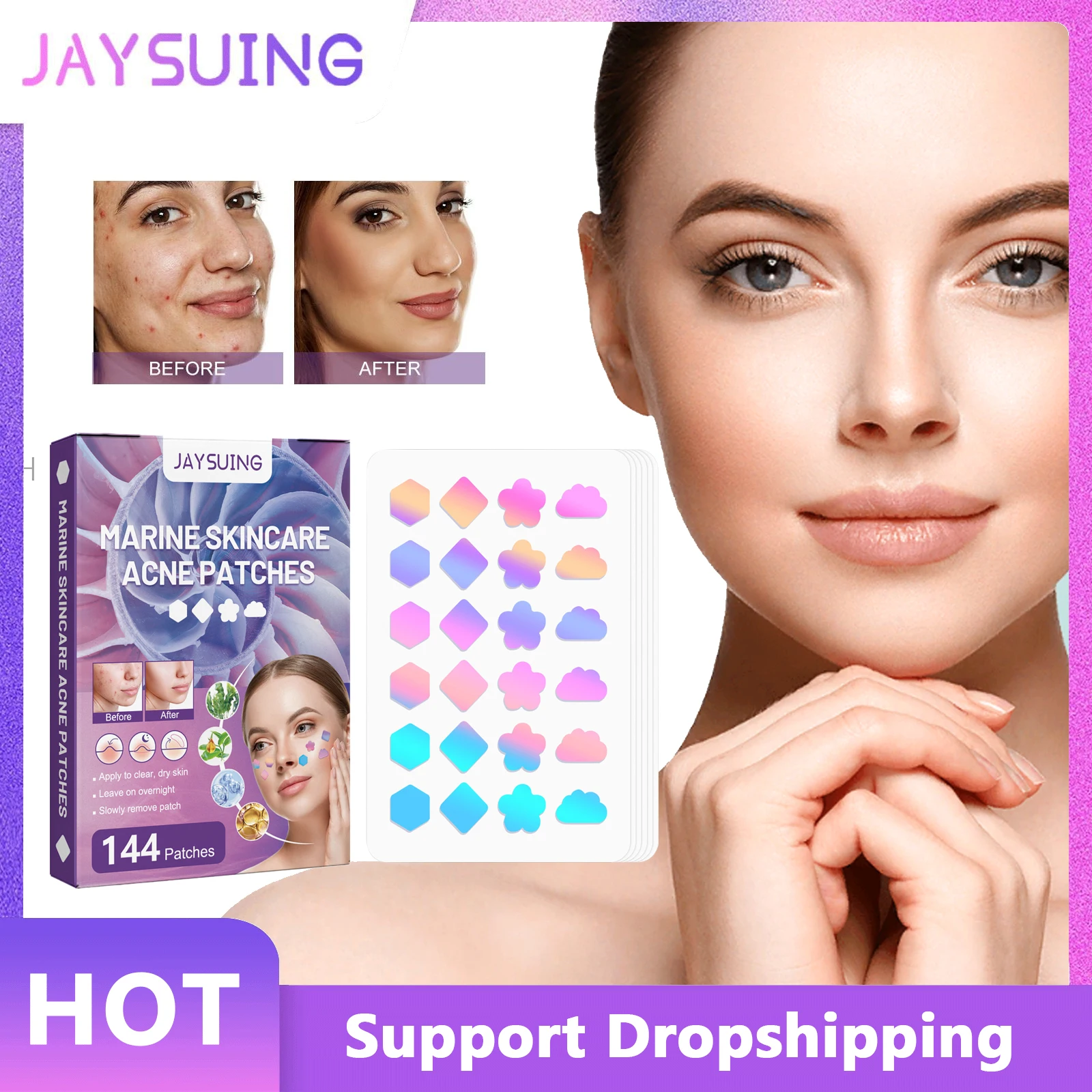 

Jaysuing 144pcs Acne Pimple Patch Anti Acne Waterproof Antibacterial Invisible Breathable Concealer Face Spot Scar Care Stickers