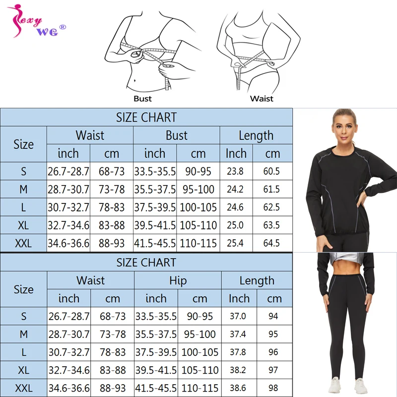 SEXYWG Sauna Sweat Suit Sports Shirt + Legging Women Body Shaper Fitness Tights Slimming Waist Trainer Tummy Control Panties