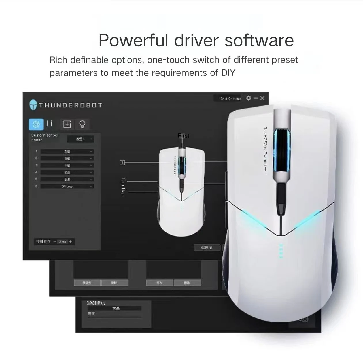 Фото Новая проводная двухрежимная мышь ThundeRobot ML702 2,4G, геймерская 8000 точек на дюйм для игрового офисного компьютера, ноутбука, ПК, планшета, беспроводная мышь №2