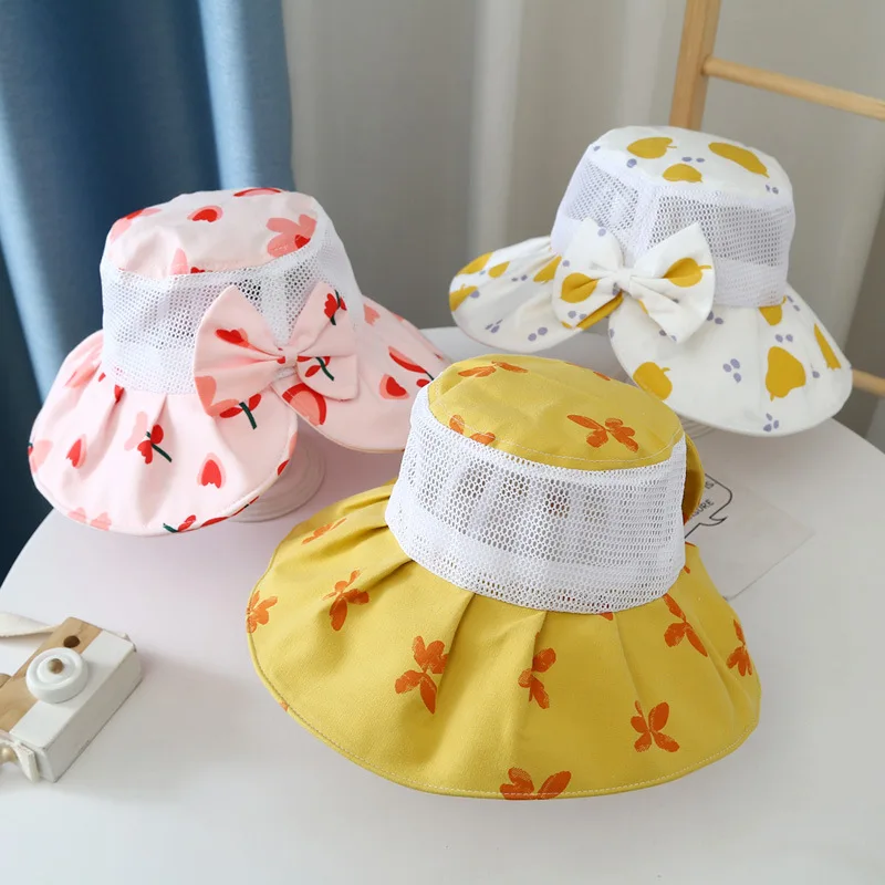 

New Children's Large-brimmed Sun Hat Summer Thin Section Breathable Female Baby Adjustable Foreign Style Fashion Sunscreen Hat