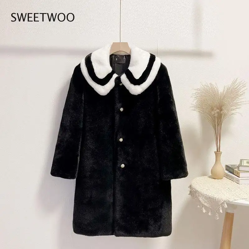 Faux Fur Fashion Female Mink Temperament Fleece Fur Coat 2021 New Winter Casual Thick Warm Women Fur Coat High Quality Slim