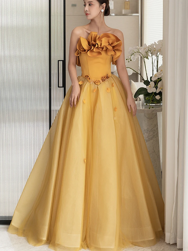 

Женские вечерние платья трапециевидного силуэта, тюлевые платья с цветами для выпускного вечера и дня рождения, официальное платье для вечеринки