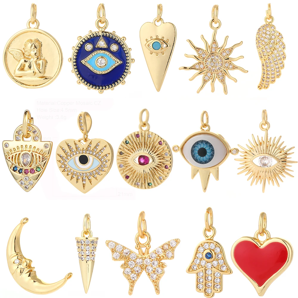 Pop Art Charms for Bracelet Necklace Making Colorful Cute Charm Bead Connectors Designer Charms Heart Letter Evil Blue Eye Diy