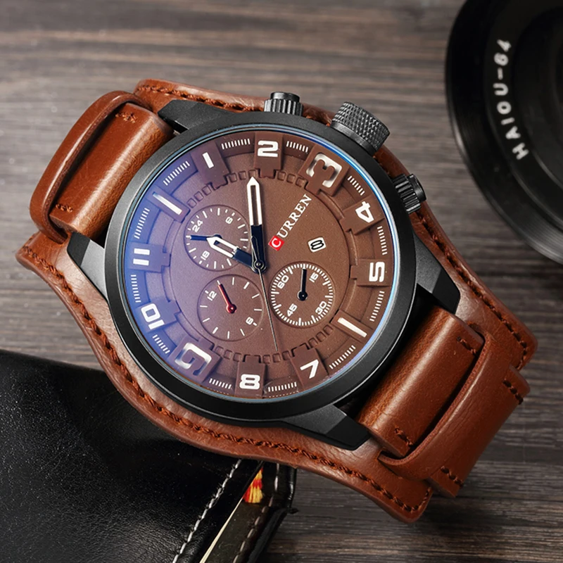 

Curren Top Brands Fashion Casual Men Watch Leather Strap Waterproof Calendar Automatic Clockwork Male Watches Relogio Masculino