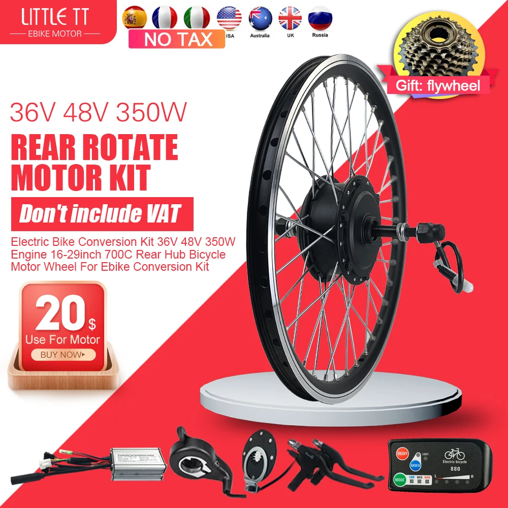 Electric Bicycle Conversion Kit 36V 48V 350W Engine 16-29inch 700C e-Bike Rear Hub Bicycle Motor Wheel For Ebike Conversion Kit