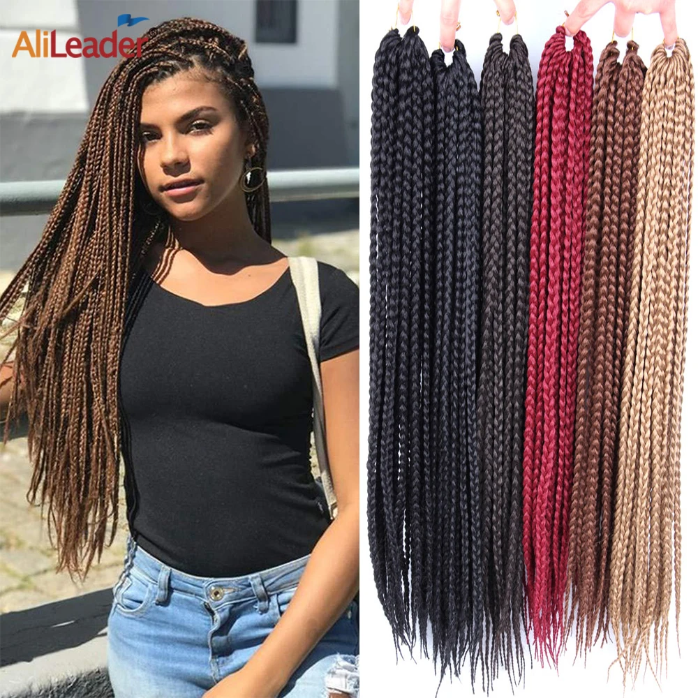 

Fashion Box Twist Hair Extensions For Women Afro Synthetic Box Braid 12-30 Inches Long Crochet Box Braids Alileader Fake Hair