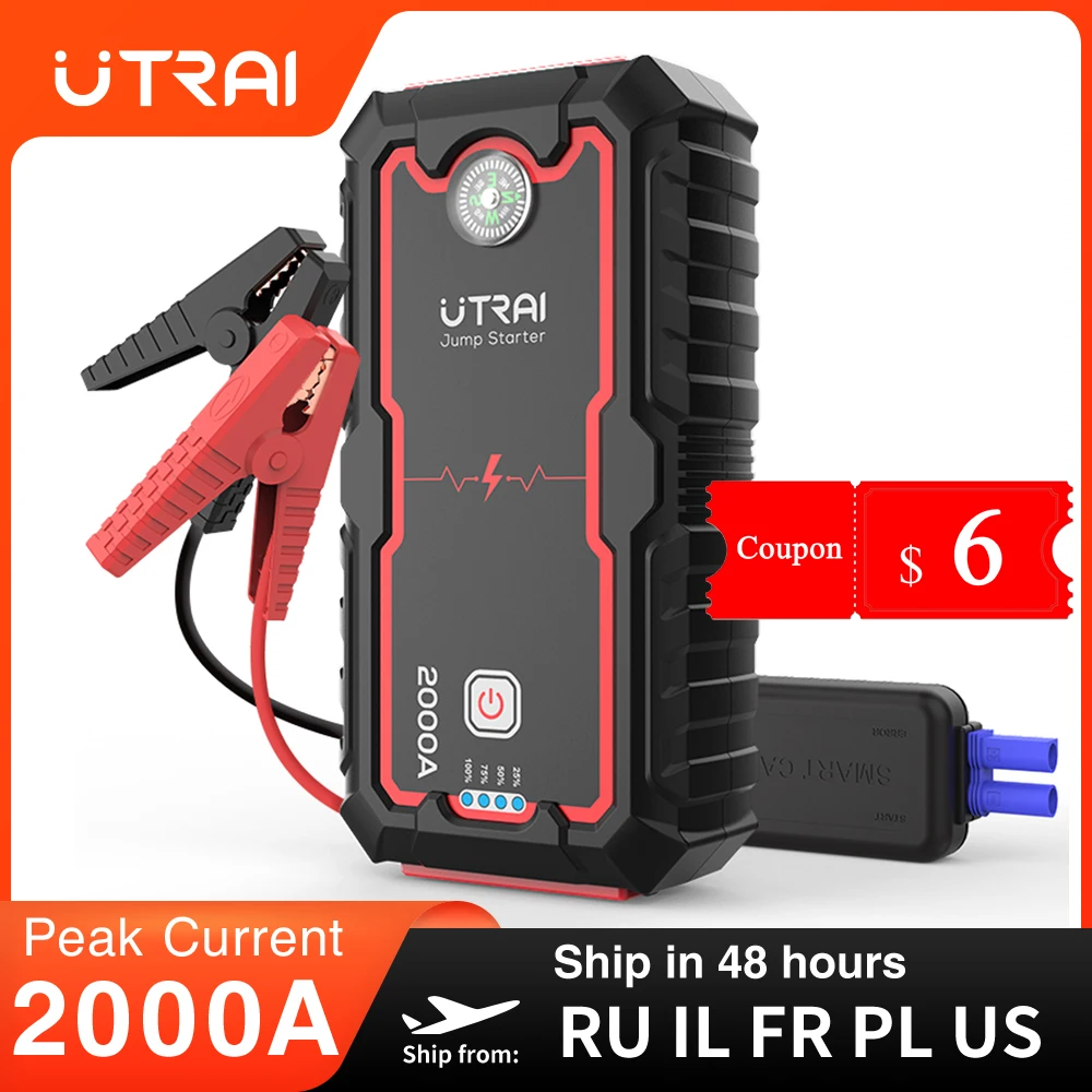 UTRAI 22000mAh Battery Jump Starter 2000A For 8.0L/6.0L Emergency Car Jump Starter Power Bank Charger Car Propulsion Booster