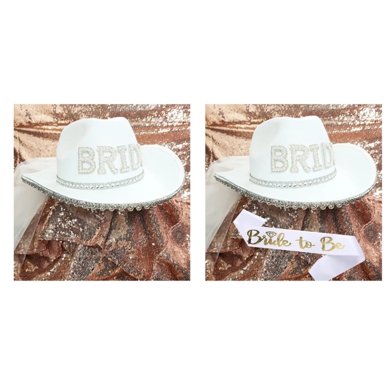 

667E Bride Cowboy Hat Bride To Be Bridal Shower Cowgirl Hat Bachelorette Party