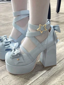 Vintage Kawaii Mary Janes with Star Buckle - Women's Lolita Platform Shoes