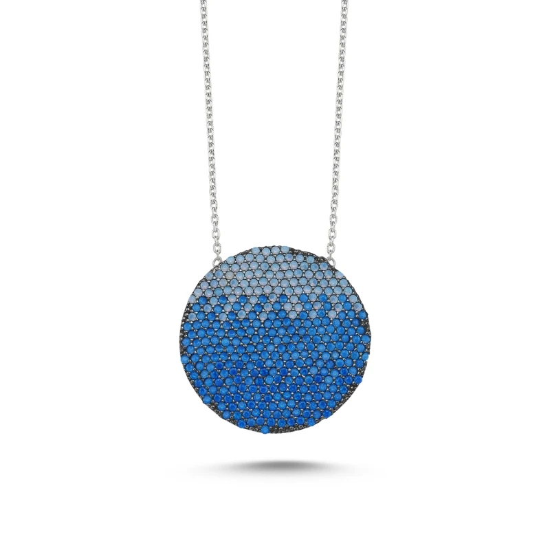 

Silver 925 Set Blue Scales Zircon Stone Ghost Pendant