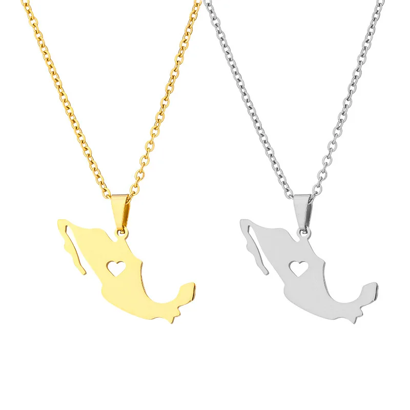 

2022 New Mexico Map Flag Pendant Necklace Stainless Steel Silver Plated/Gold Color Ethnic Jewelry for Women Men Gift