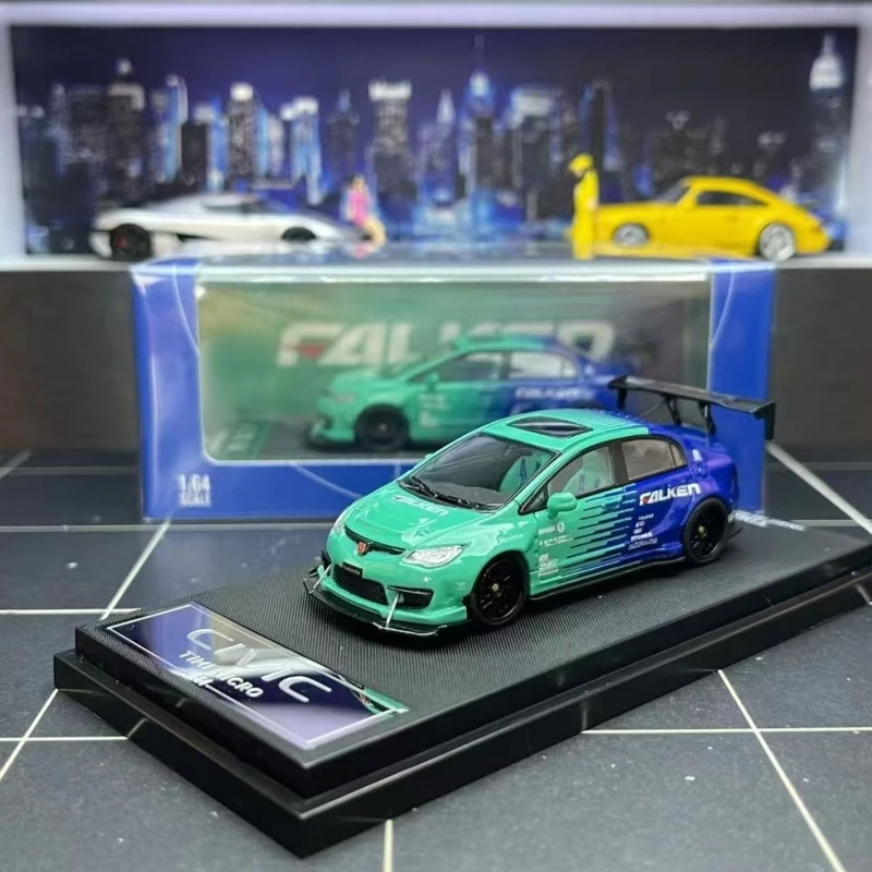 TIMEMICRO 1:64 Honda Civic FD2 Falken тематическая окраска модель автомобиля из сплава