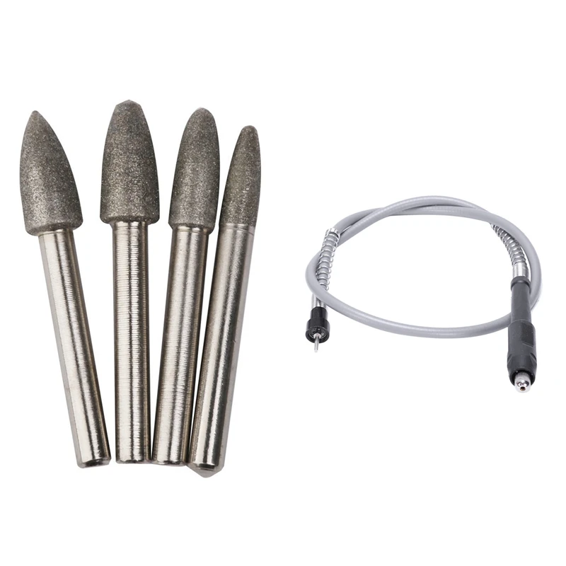 

4 Pcs Diamond Rod 6 Mm Coating Grinding Burrs Bits & 1 Pcs Power Tools Accessories Flexible Shaft Rotary Tool