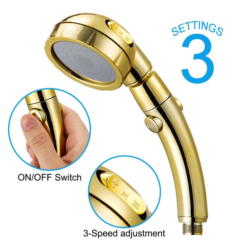 

High Pressure Shower Head 3 Mode Adjustable Large Chrome Handset Heads Water Saving Pressurized Spray Nozzle Bathroom Supplies
