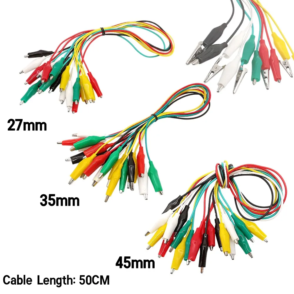 

10Pcs/Lot 50cm Alligator Clips Double-ended Clips Crocodile Alligator Jumper Wire Test Leads Alligator Clips Line 27mm 35mm 45mm