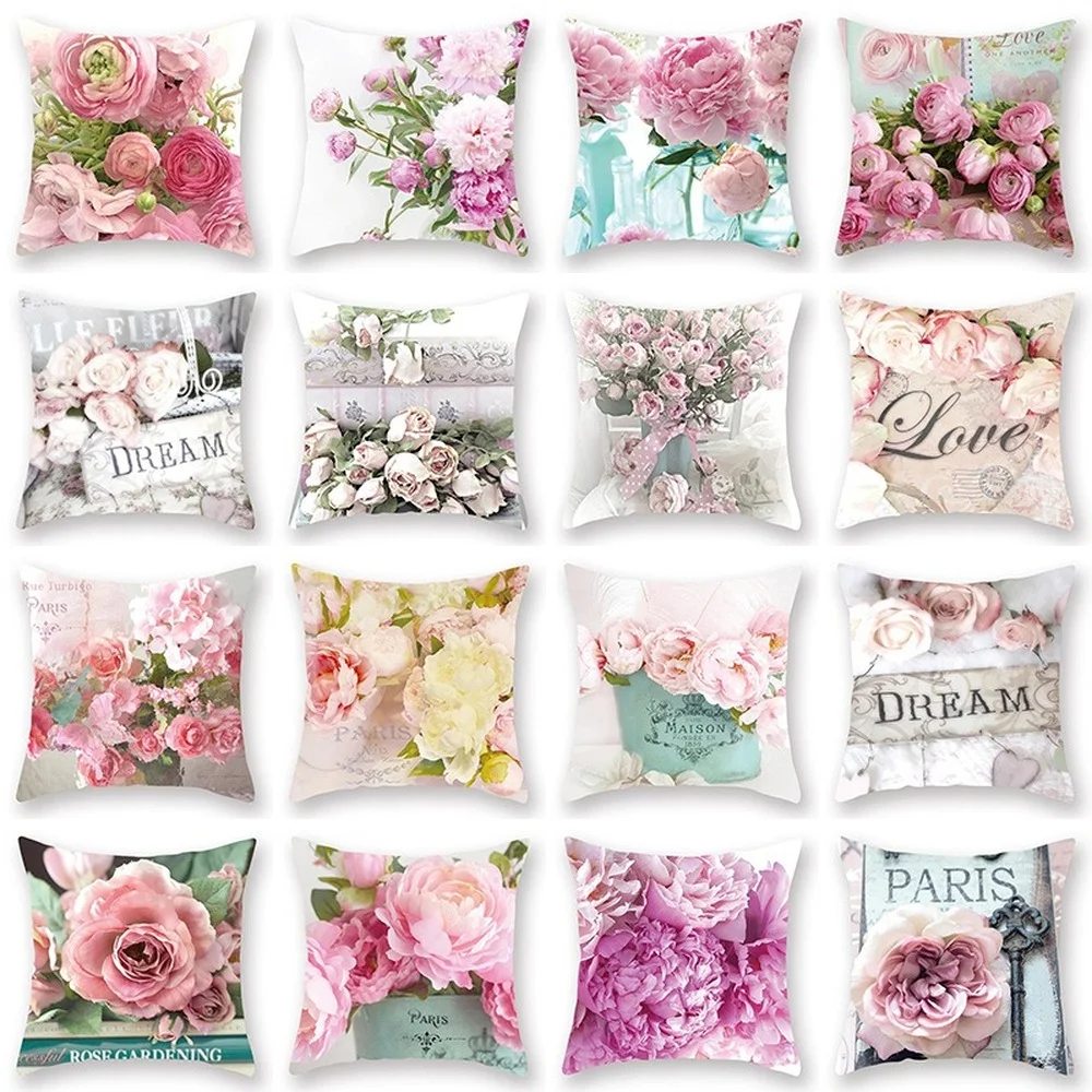 

45x45cm Spring Rose Print Pillowcase Pillow Covers Decorative Cushion Cover Pillowcases Hugs Cases Home Textile Garden