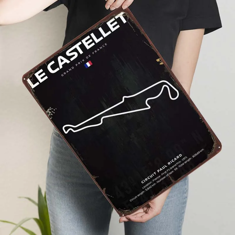 F1 Le Castellet Map Пользовательские металлические вывески Спортивный плакат Вещи для