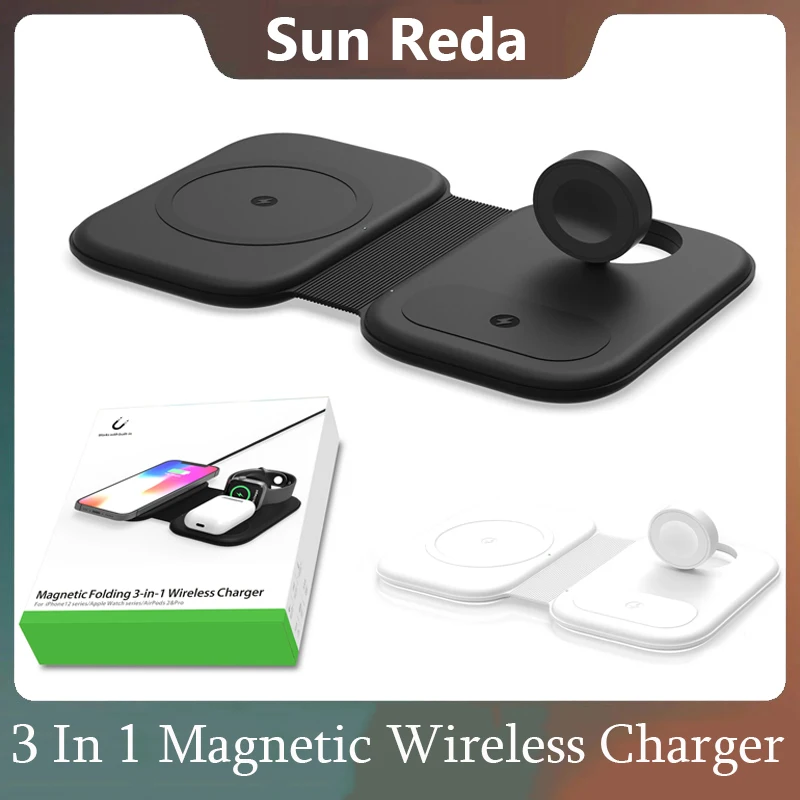 

3 In 1 Magnetic Wireless Charger 15W Macsafe Charging Station For Macsafe IPhone 12 Pro Max Chargers For Apple Watch Airpods Pro