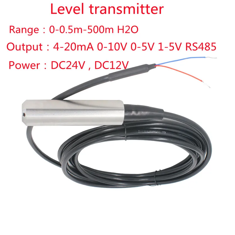 

CE Liquid Water Level Sensor Probe 2m range 4-20mA 0-10V 0-5V 1-5V RS485 modbus level pressure transmitter for tank Well pump