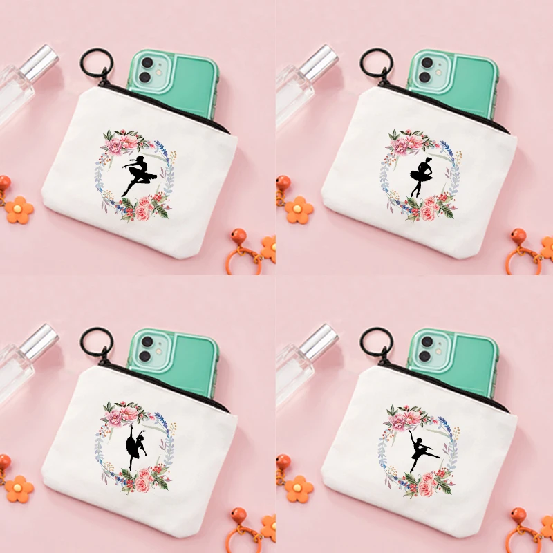 

Ballet Dancer Women Coin Purse Bank Card Bag Mini Cute Zipper Animal Girls Coin Wallet USB Cable Bag Key Holder Money Bag Purse