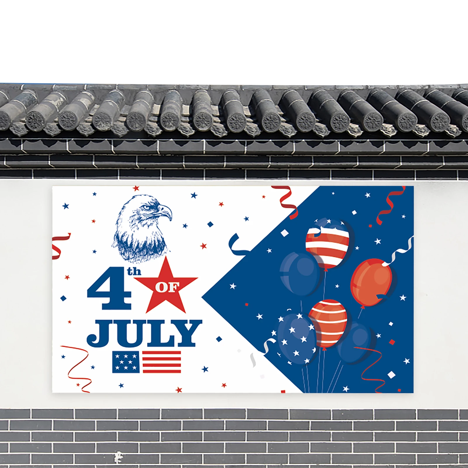 

71x43inch Independence Day Banner Independence Day Banner For Indoor Outdoor Veterans Memorial Day Party Supplies Flags 100D Pol