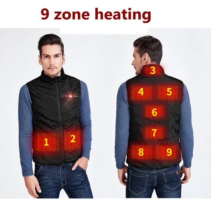 Double switch 11 pieces heating suit intelligent heating vest Thermal clothing USB charging electric vest coat