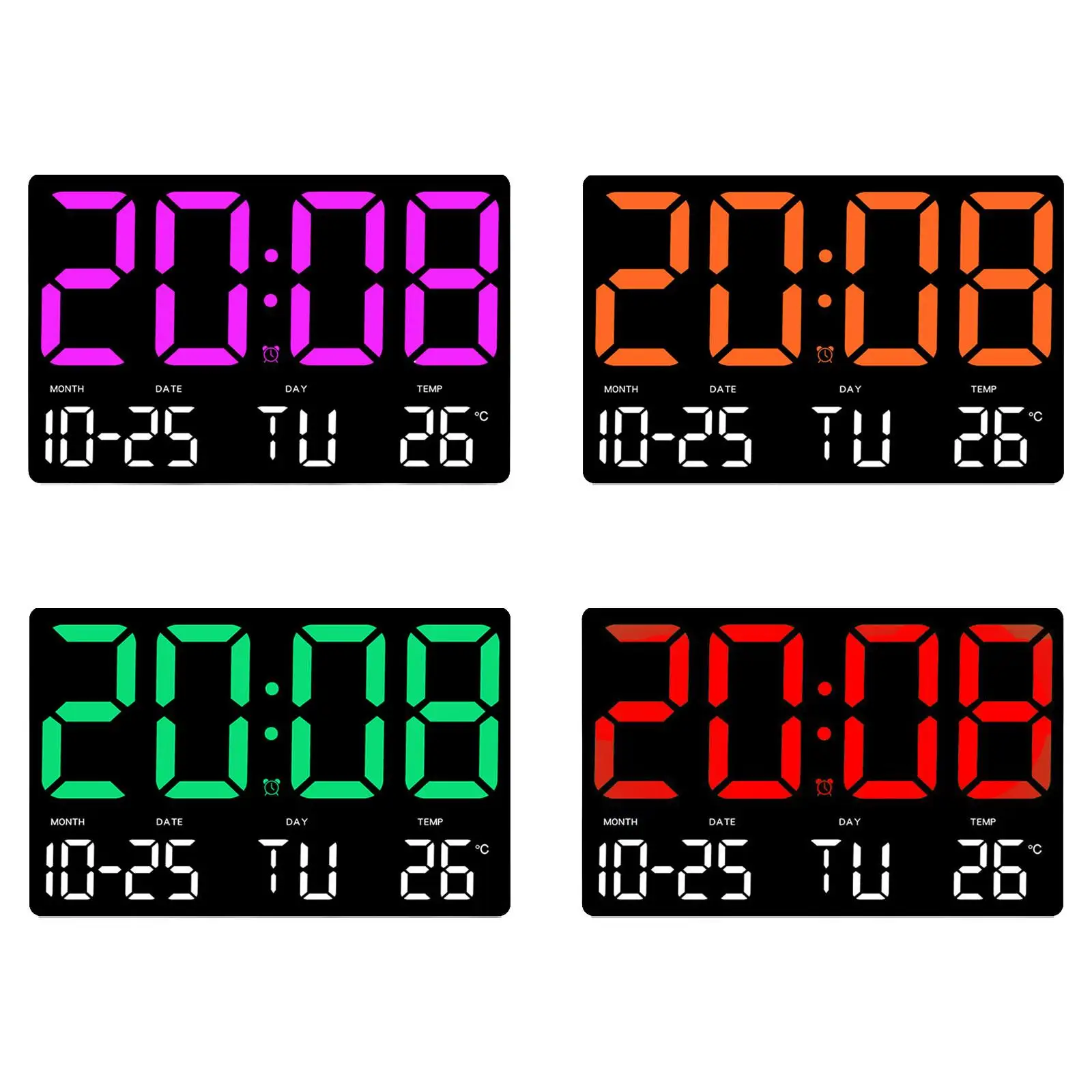 Large Display Hanging Kids Adults Alarm Clock Wall Clock For Bedside Bedroom Living Room Indoor Decoration