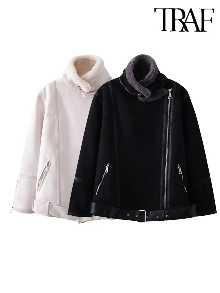 

Куртка женская зимняя из искусственной кожи, на молнии, с воротником-стойкой