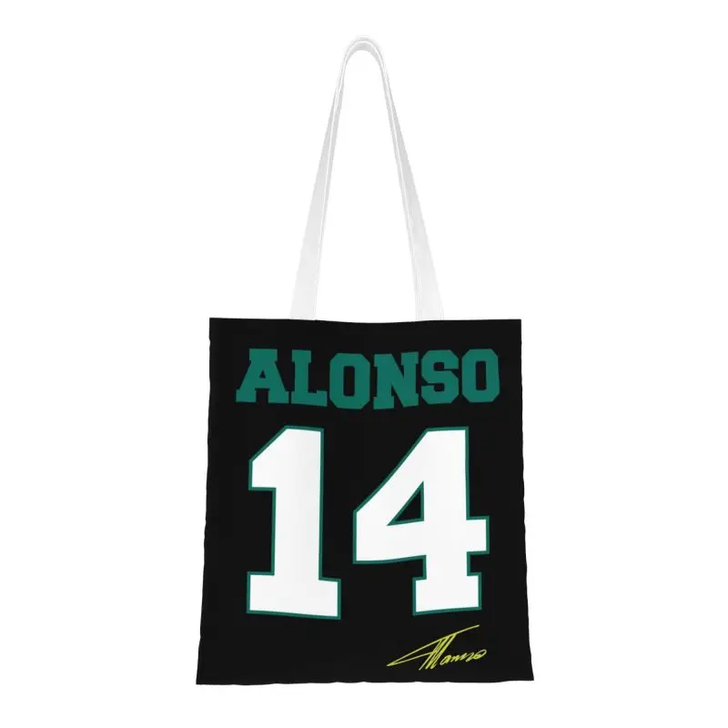 

Recycling Spanish Racing Driver Aston Martins Shopping Bag Women Shoulder Canvas Tote Bag Portable Grocery Shopper Bags