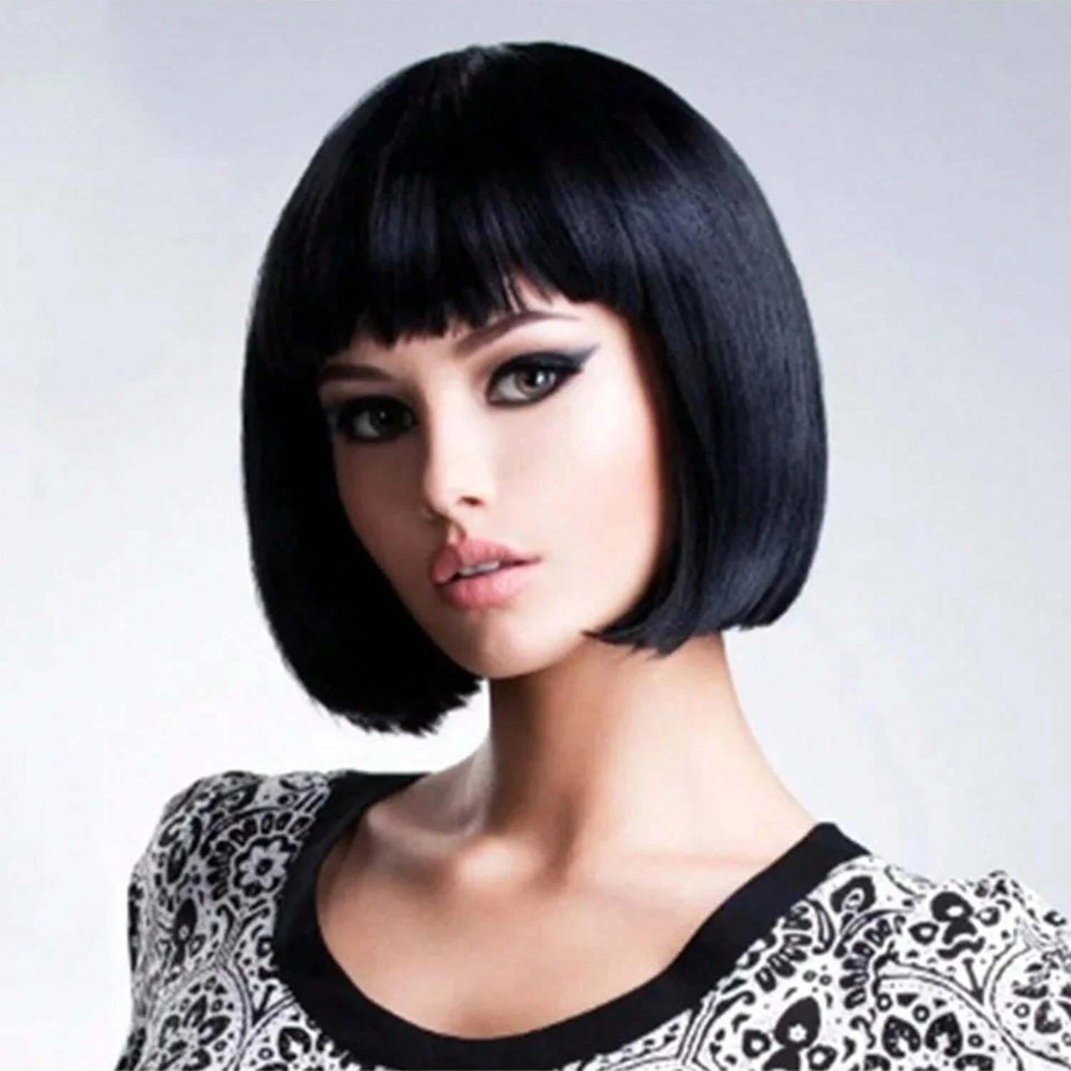 12-дюймовый темно-коричневый парик Бобо — высококачественные синтетические