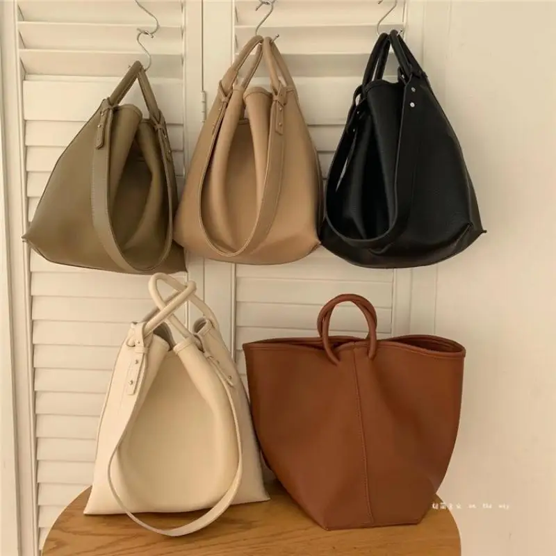

Pure Color Large Capacity Pu Ladies Tote Bag 2022 Spring New Fashion Simple Tote Bag Ladies Commuter Shoulder Bag