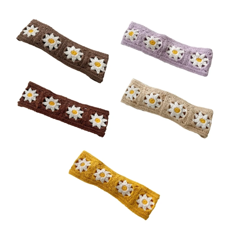 

652F Новинка, Женский пасторальный рандец, тюрбан, вязаный крючком шарф для волос, обруч для волос, вязаная повязка на голову, эластичная повяз...