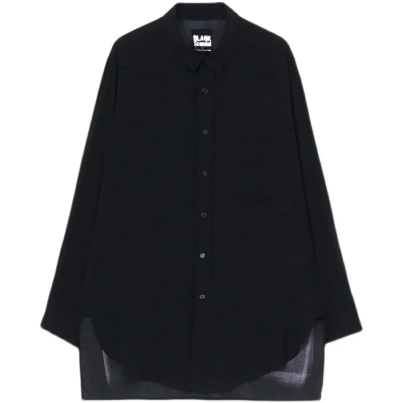 

2023 Autumn Yohji Yamamoto Y-3 Men's Long Sleeve Shirt Y3 Ashura Phantom Overlap Print Loose Casual Black Tops For Men and Women