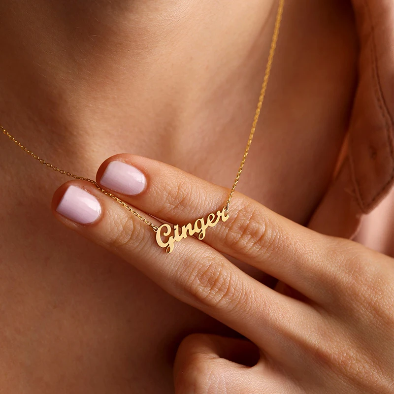 

Personalized Customized Name Necklace Pendant Gold Color Custom Nameplate Letter Necklaces for Women Girl Jewelry Collares Gifts