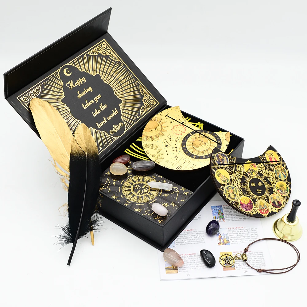 Set Gold Foil Tarot 12 * 7cm Stamping Pvc Waterproof Wear Resistant Board Game Card