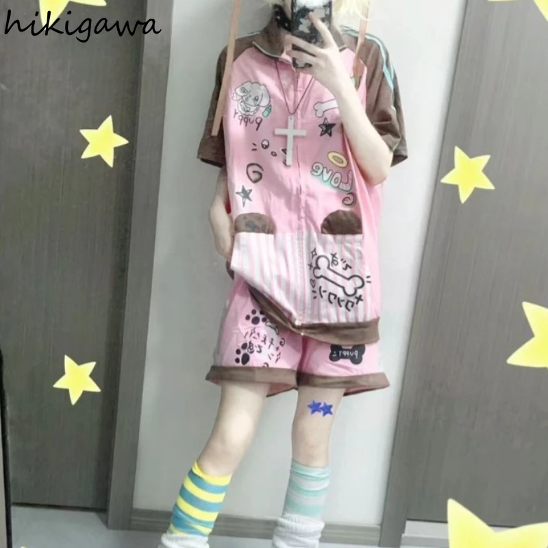 Комплект из двух предметов для женщин модный топ на молнии с воротником-стойкой и