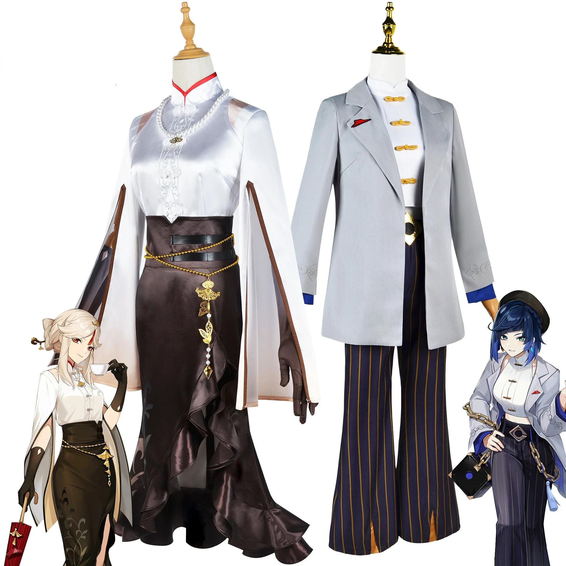 

Genshin Impact Cosplay Costumes Halloween Party Yelan Ningguang Cosplay Anime Costumes Woman Skirt Dress